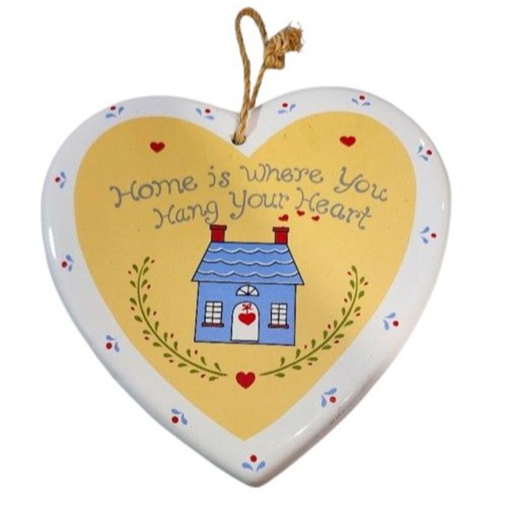 T10 Vintage Ceramic Wall Decor Plaque  'Home Is Where You Hang Your Heart'